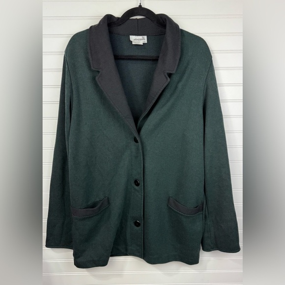 Weekenders women’s forest green & black herringbone pattern soft blazer. Size L - Picture 2 of 6